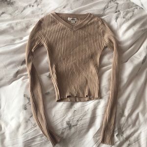 Beige v neck sweater top